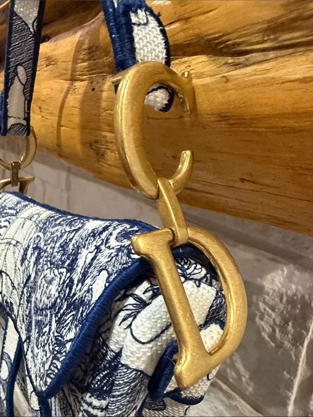 Christian Dior Blue and White Around the World Saddle Bag